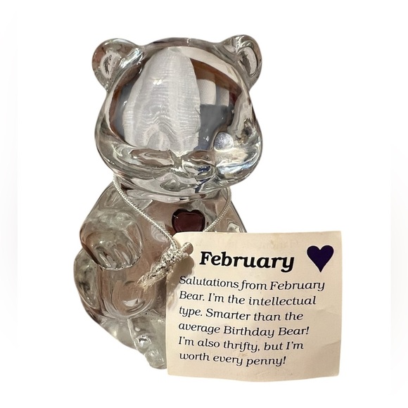 Fenton Crystal Birthday Feburary Bear Figurine - Picture 2 of 3